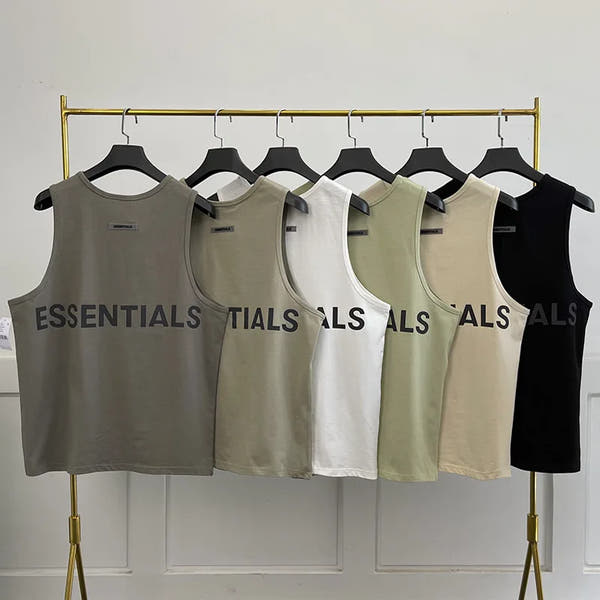 Essentials Men's Tank Top Oversized Loose Back Reflective Men's Cotton Sleeveless Shirt Summer Basketball Sportswear Vest