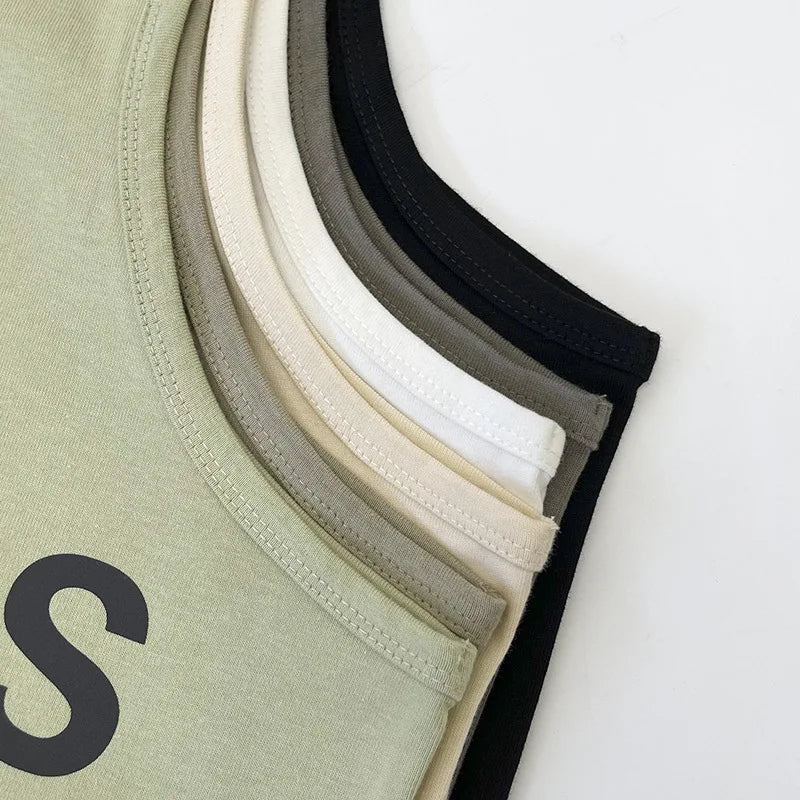 Essentials Men's Tank Top Oversized Loose Back Reflective Men's Cotton Sleeveless Shirt Summer Basketball Sportswear Vest