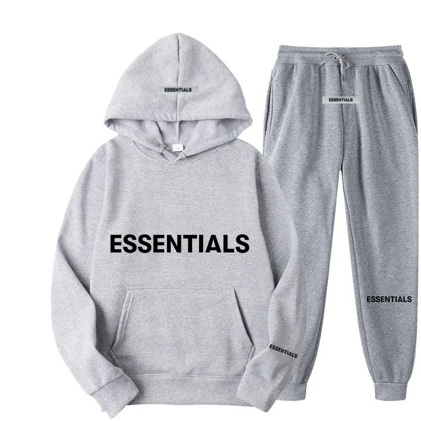 Unisex Essentials Reflective Letter Hoodie Set - Streetwear Fashion