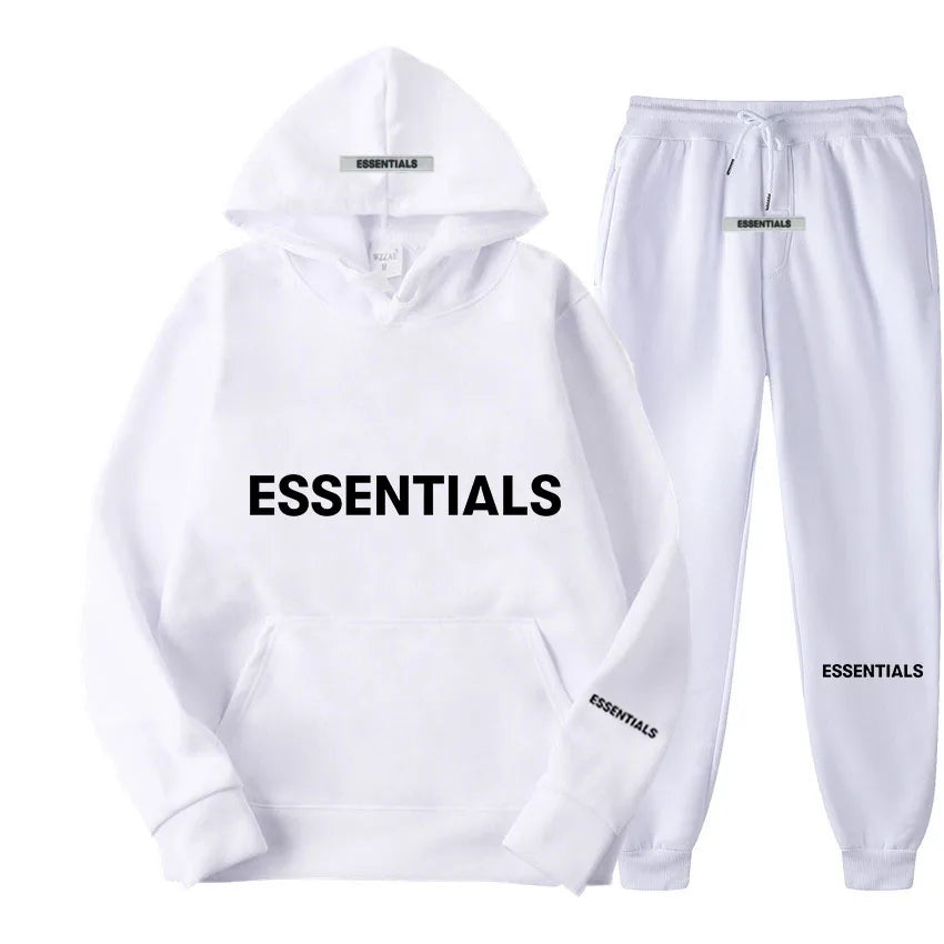 Unisex Essentials Reflective Letter Hoodie Set - Streetwear Fashion