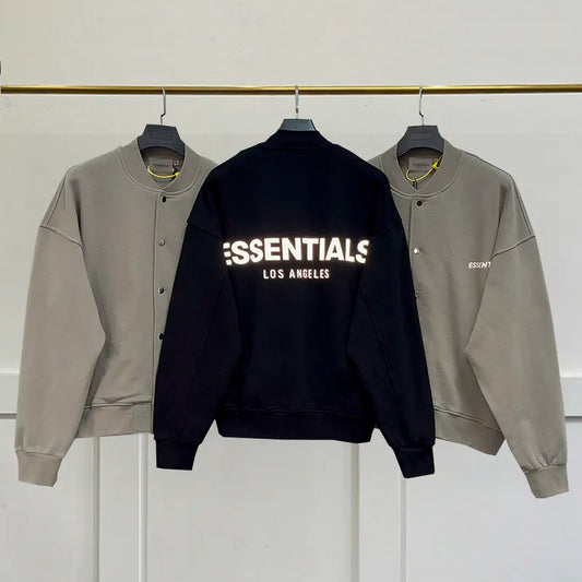 Essentials Men Baseball Jacket Los Angeles 3M Reflective letter Jackets Coat Oversized Unisex Streetwear Hip hop Coat
