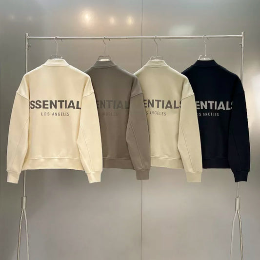 Oversized Men ESSENTIALS Baseball Jacket Reflective Letter Print High Quality Coat Hip Hop Men's and Women's Jackets