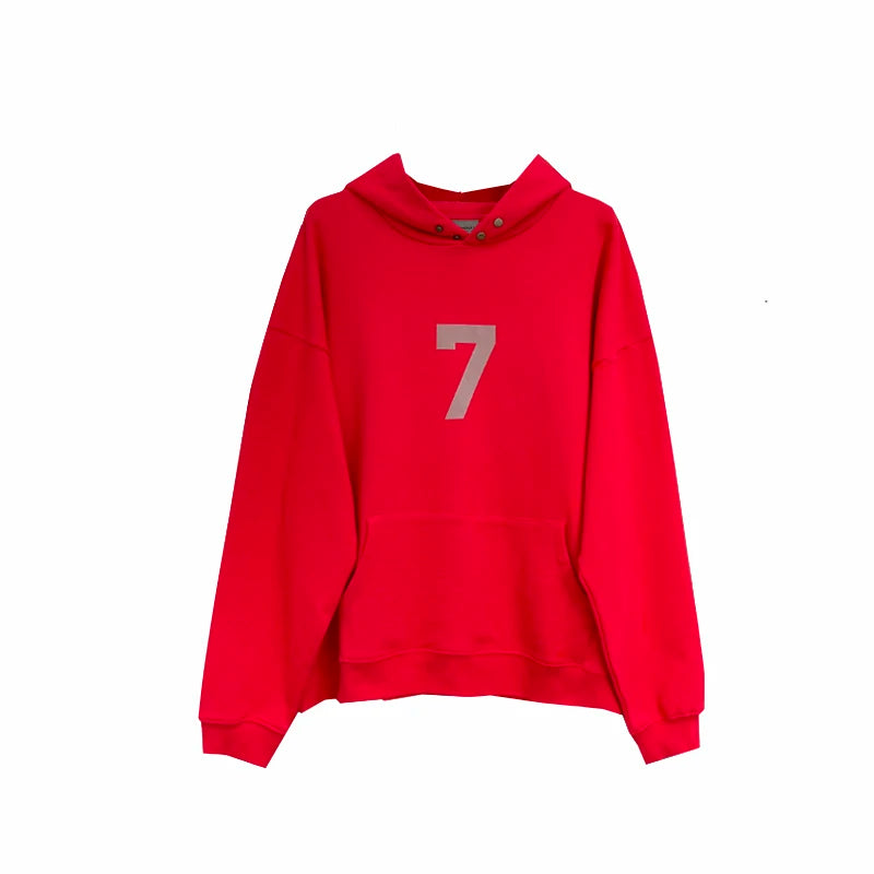 New Oversized Men Essentials Hoodies High Quality Season 7 Flocking Logo Sweatshirt Hip Hop Unisex Hoodie Pullover