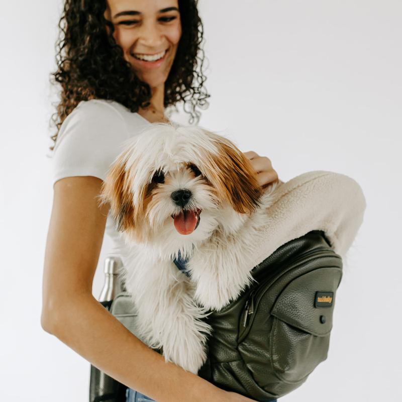 NESTILY HipCarry Pro™ — Hip Seat Dog Carrier | Shearling Comfort | Built-In Storage | Hands-Free | Fits Dogs Up to 15 lbs