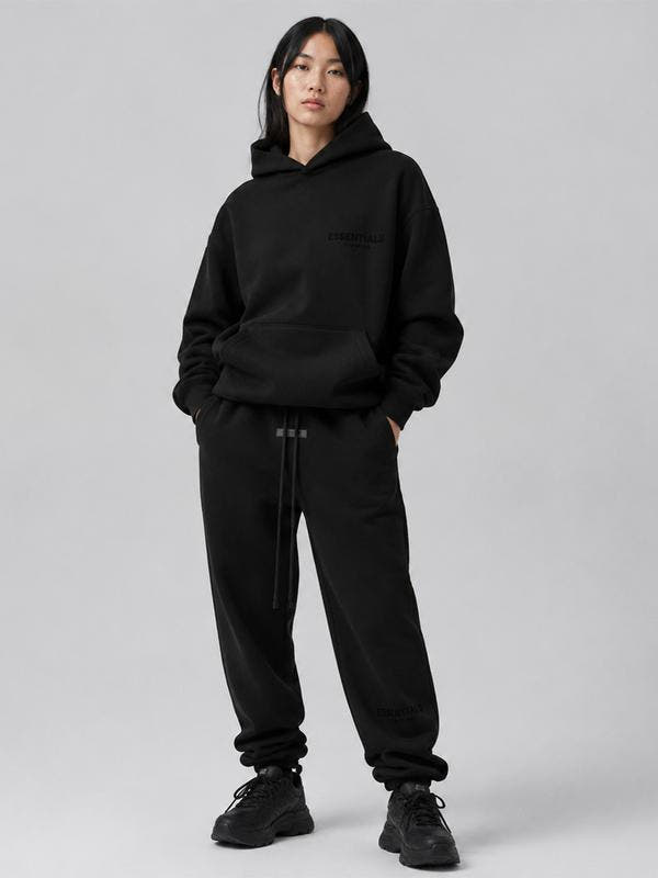 black ess hodie set