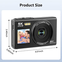 NESTILY SnapPro 5K™ — 2026 Digital Vlogging Camera | 75MP | Dual Screen | 18X Zoom | 32GB Card + 2 Batteries | Beginner Kit