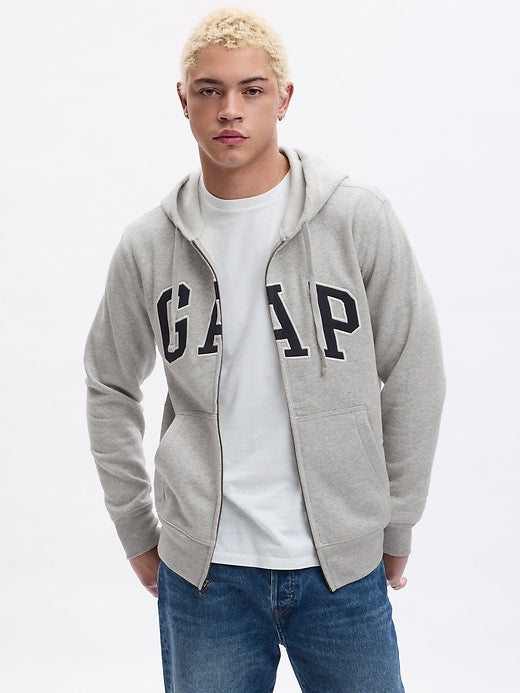 Gap VintageSoft Arch Logo Full-Zip Hoodie – Classic Comfort with a Relaxed Fit
