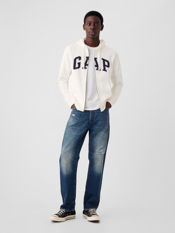 Gap VintageSoft Arch Logo Full-Zip Hoodie – Classic Comfort with a Relaxed Fit