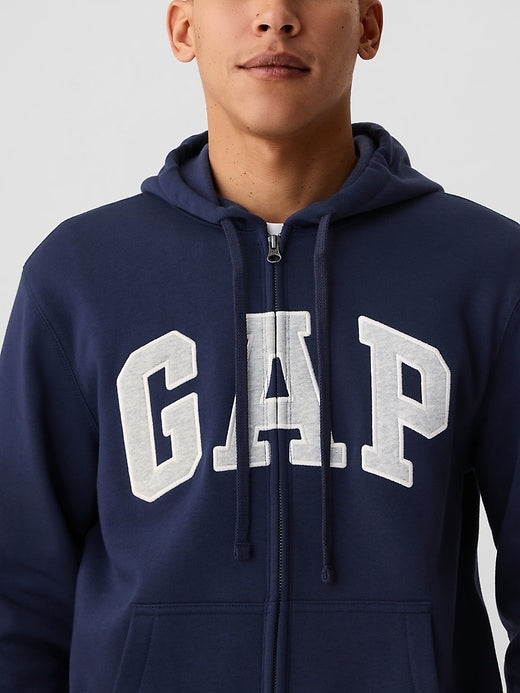 Gap VintageSoft Arch Logo Full-Zip Hoodie – Classic Comfort with a Relaxed Fit