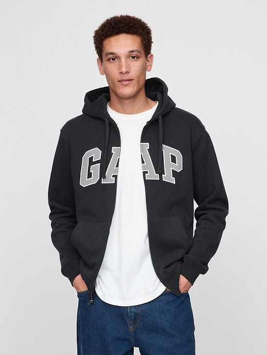 Gap VintageSoft Arch Logo Full-Zip Hoodie – Classic Comfort with a Relaxed Fit