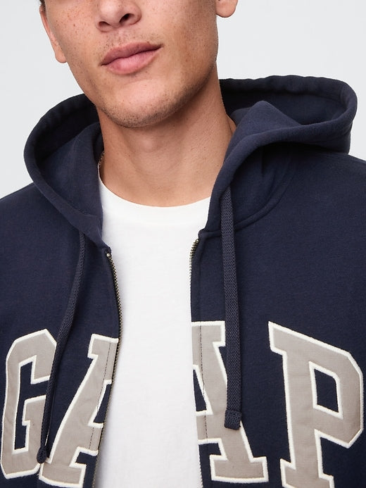 Gap VintageSoft Arch Logo Full-Zip Hoodie – Classic Comfort with a Relaxed Fit
