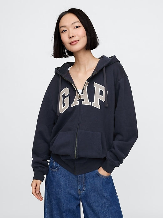 Gap VintageSoft Arch Logo Full-Zip Hoodie – Classic Comfort with a Relaxed Fit