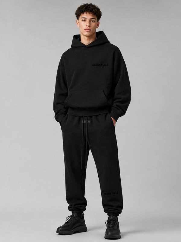 black ess hodie set