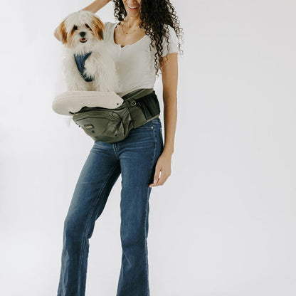 NESTILY HipCarry Pro™ — Hip Seat Dog Carrier | Shearling Comfort | Built-In Storage | Hands-Free | Fits Dogs Up to 15 lbs