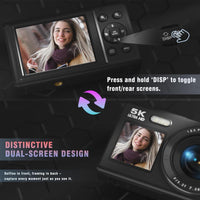 NESTILY SnapPro 5K™ — 2026 Digital Vlogging Camera | 75MP | Dual Screen | 18X Zoom | 32GB Card + 2 Batteries | Beginner Kit