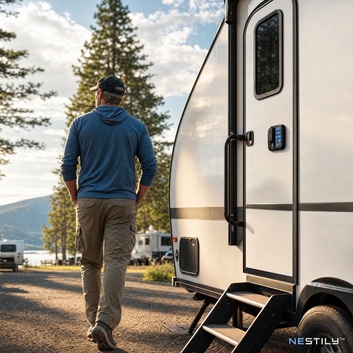 NESTILY™ SmartLock Pro — Keyless Heavy-Duty RV Door Lock | Fits 98% of RVs | Keypad + Remote Fob + Backup Key