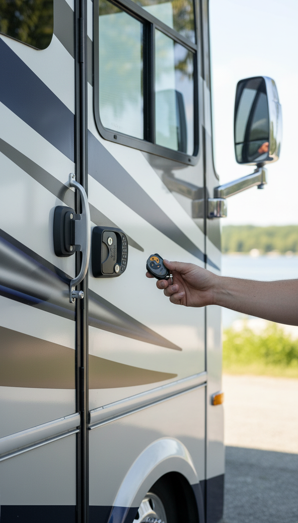 NESTILY Guard Pro™ – Keyless Heavy-Duty RV Door Lock | Fits 98% of RVs | Fob + Keypad