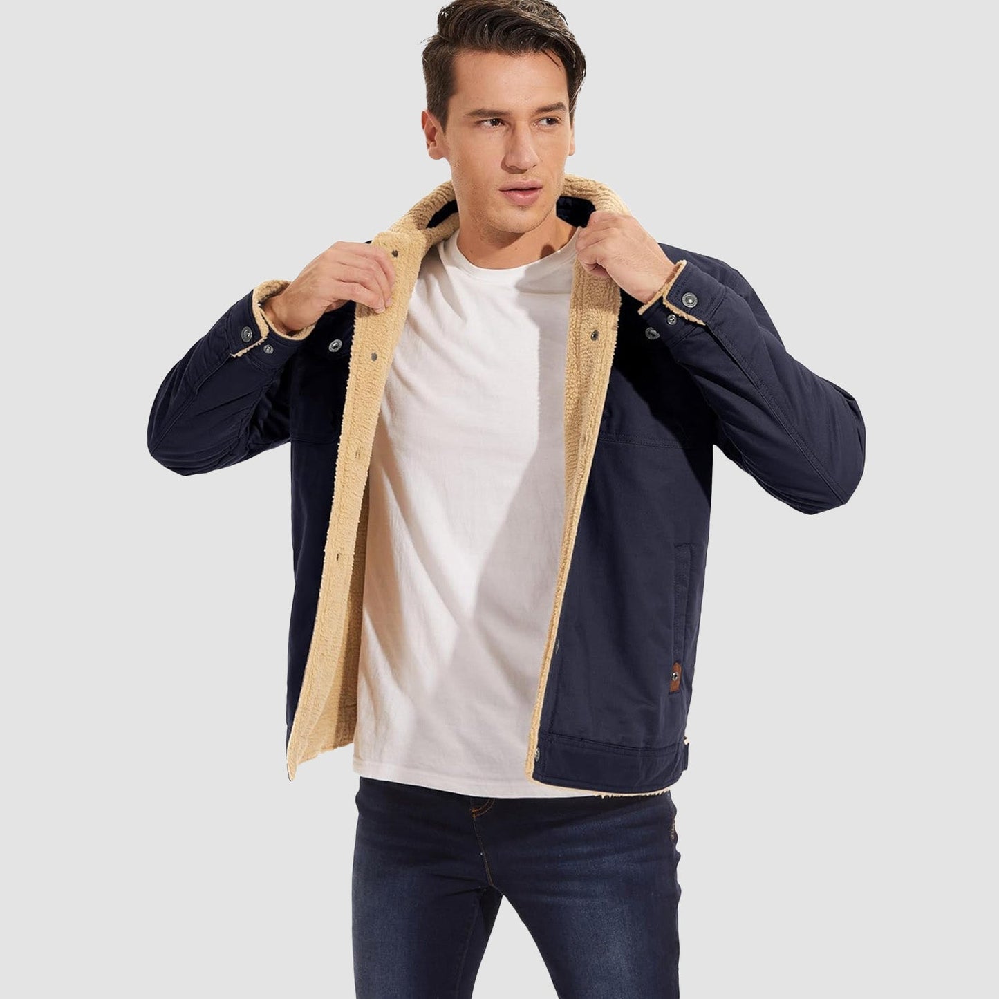 QAMIS™ Men’s Sherpa-Lined Jacket with Multi Pockets