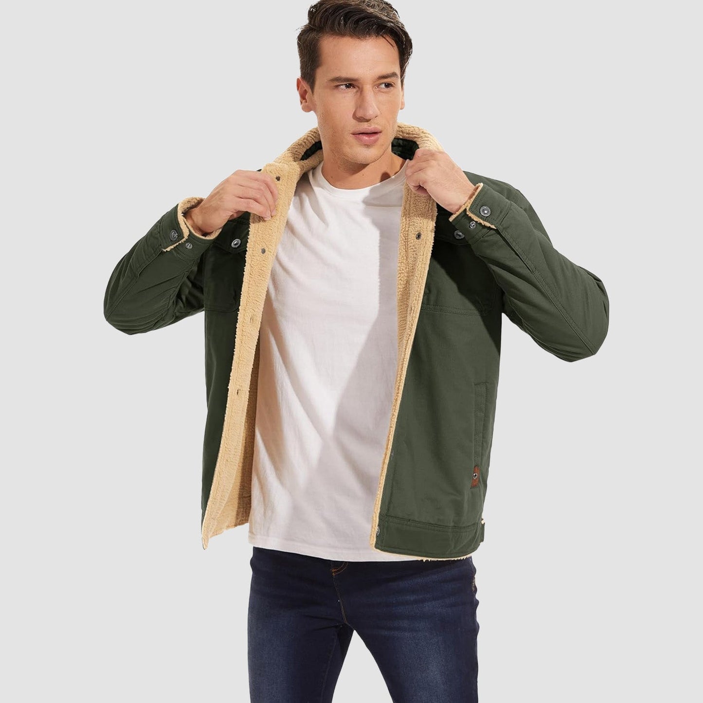 QAMIS™ Men’s Sherpa-Lined Jacket with Multi Pockets
