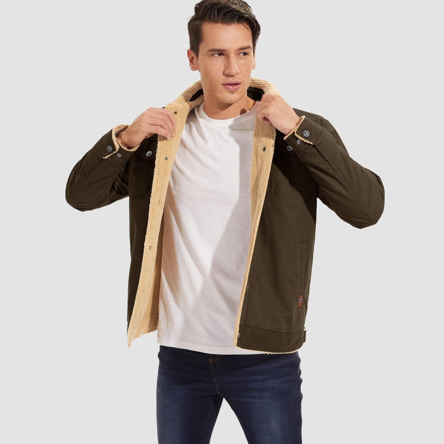 QAMIS™ Men’s Sherpa-Lined Jacket with Multi Pockets