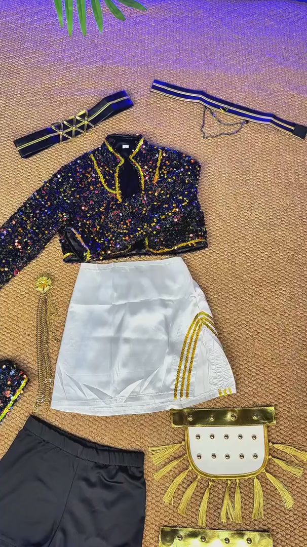 K-Pop Demon Hunter™ Children’s Halloween Costume — Gold Sequin Performance Outfit for Kids video