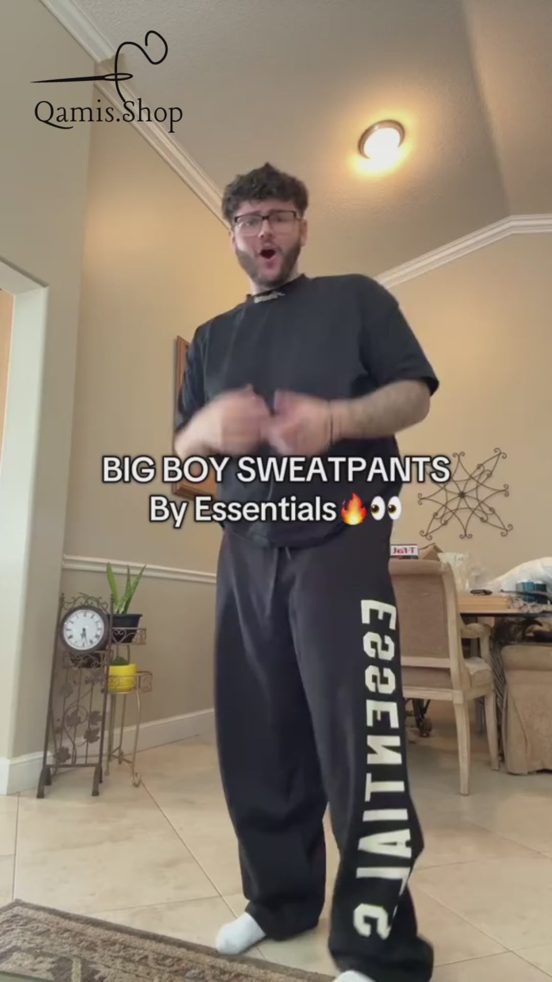 QAMIS™ Essentials Oversized Reflective Sweatpants — 100% Cotton, Unisex Streetwear video