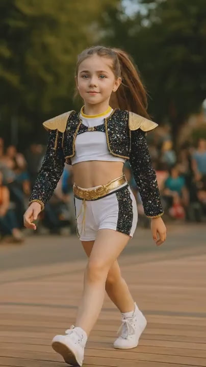 K-Pop Demon Hunter™ Children’s Halloween Costume — Gold Sequin Performance Outfit for Kids video