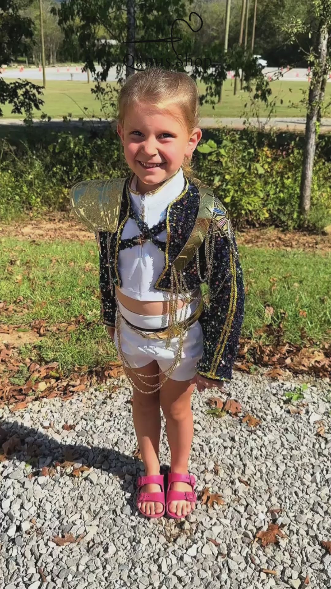 K-Pop Demon Hunter™ Children’s Halloween Costume — Gold Sequin Performance Outfit for Kids video