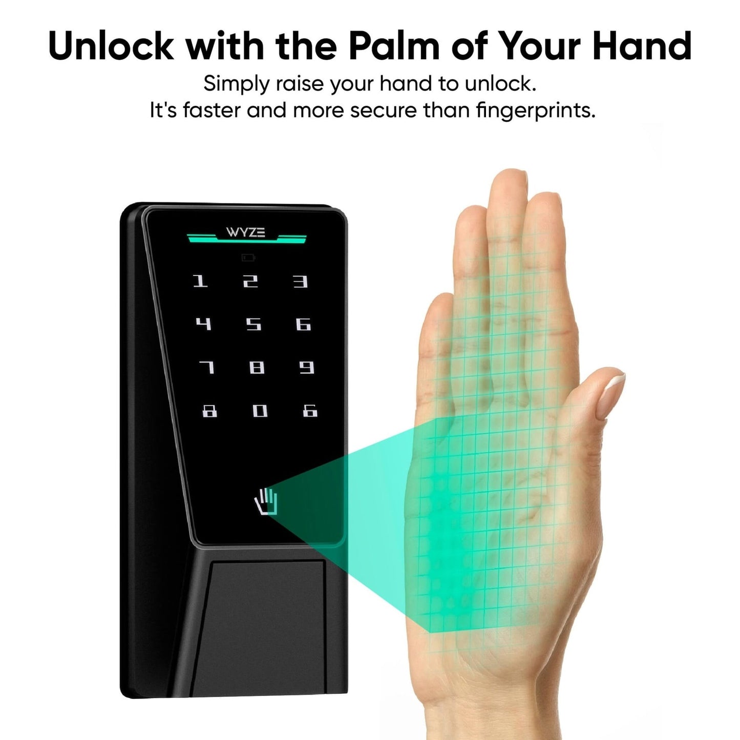 QAMIS PalmLock™ Smart Keyless Door Lock – Palm Recognition, 2 Fobs, Auto-Lock, Weatherproof
