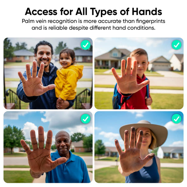 QAMIS PalmLock™ Smart Keyless Door Lock – Palm Recognition, 2 Fobs, Auto-Lock, Weatherproof