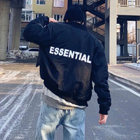ESSENTIALS High Street Jackets Letter Print Winter Warm Zipper Jacket