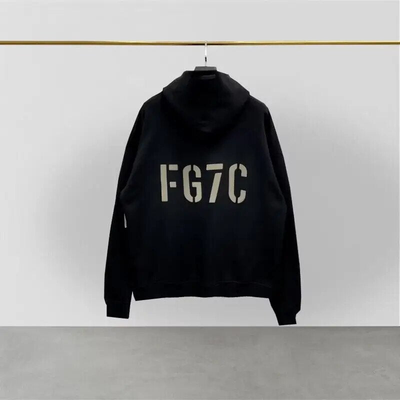 Essentials Oversized Hoodies FG7C Flocking Logo Sweatshirts Hip Hop Wo