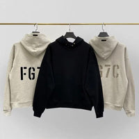 Essentials Oversized Hoodies FG7C Flocking Logo Sweatshirts Hip Hop Wo