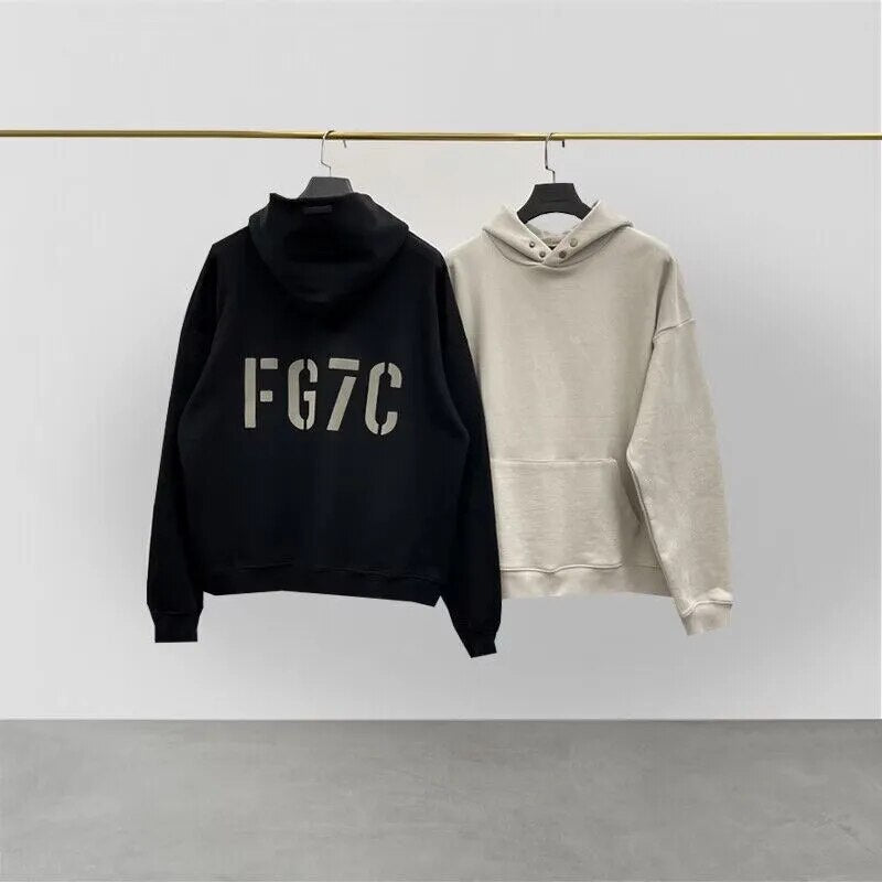 Essentials Oversized Hoodies FG7C Flocking Logo Sweatshirts Hip Hop Wo