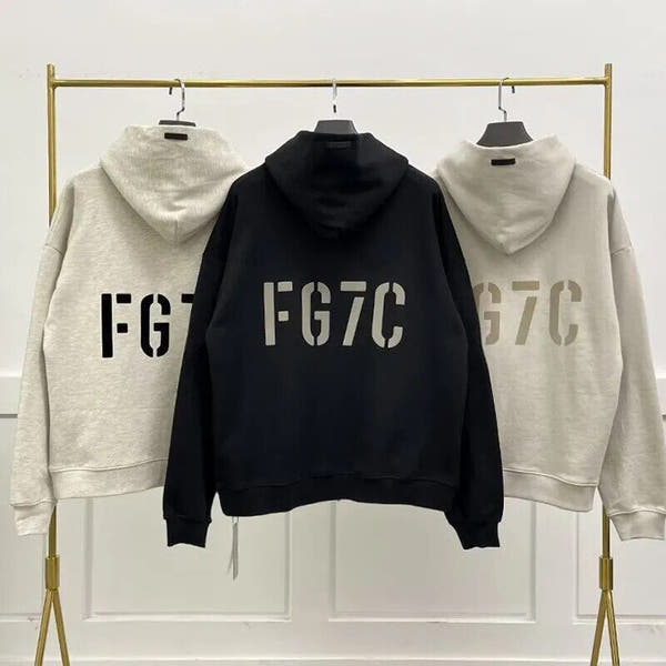 Essentials Oversized Hoodies FG7C Flocking Logo Sweatshirts Hip Hop Wo
