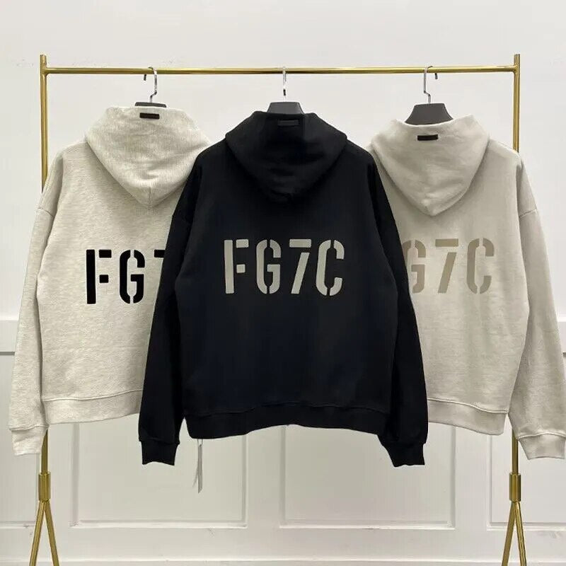 Essentials Oversized Hoodies FG7C Flocking Logo Sweatshirts Hip Hop Wo