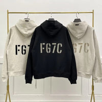 Essentials Oversized Hoodies FG7C Flocking Logo Sweatshirts Hip Hop Wo